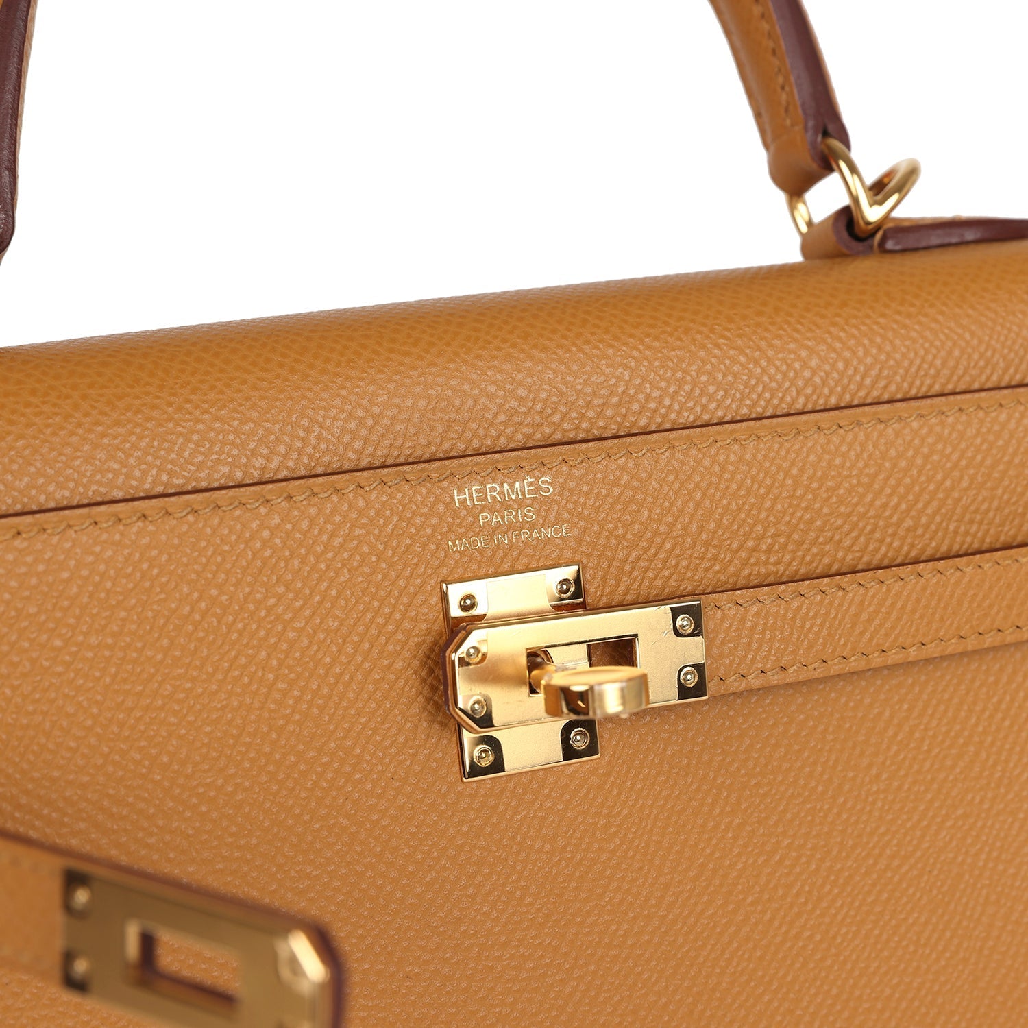 Kelly Sellier 25 Sesame Epsom Gold Hardware Bag