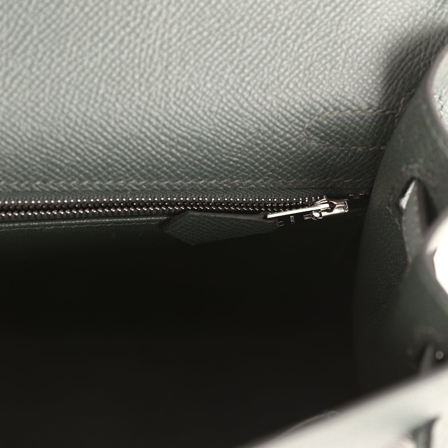 Kelly Sellier 25 Tri-Color Black, Vert Amande and Vert Mangrove Epsom Palladium Hardware Bag