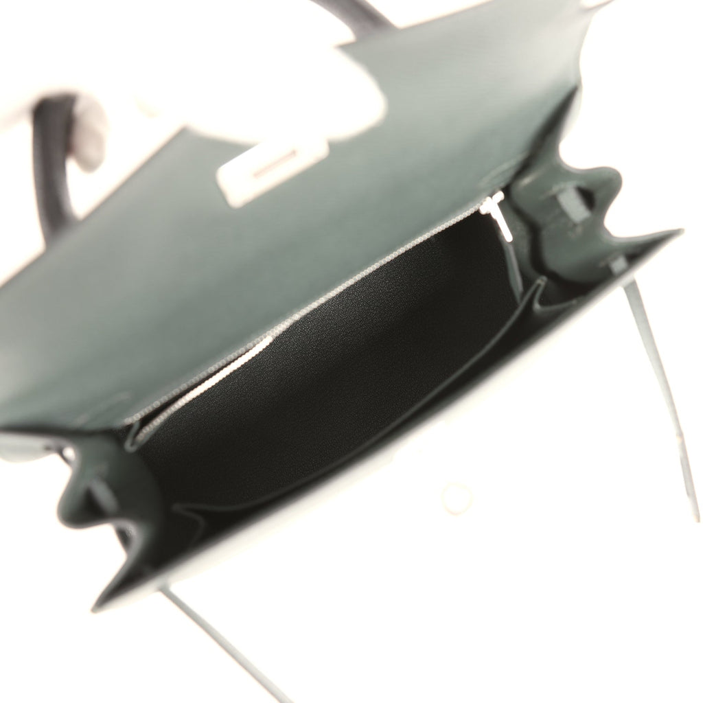Kelly Sellier 25 Tri-Color Black, Vert Amande and Vert Mangrove Epsom Palladium Hardware Bag