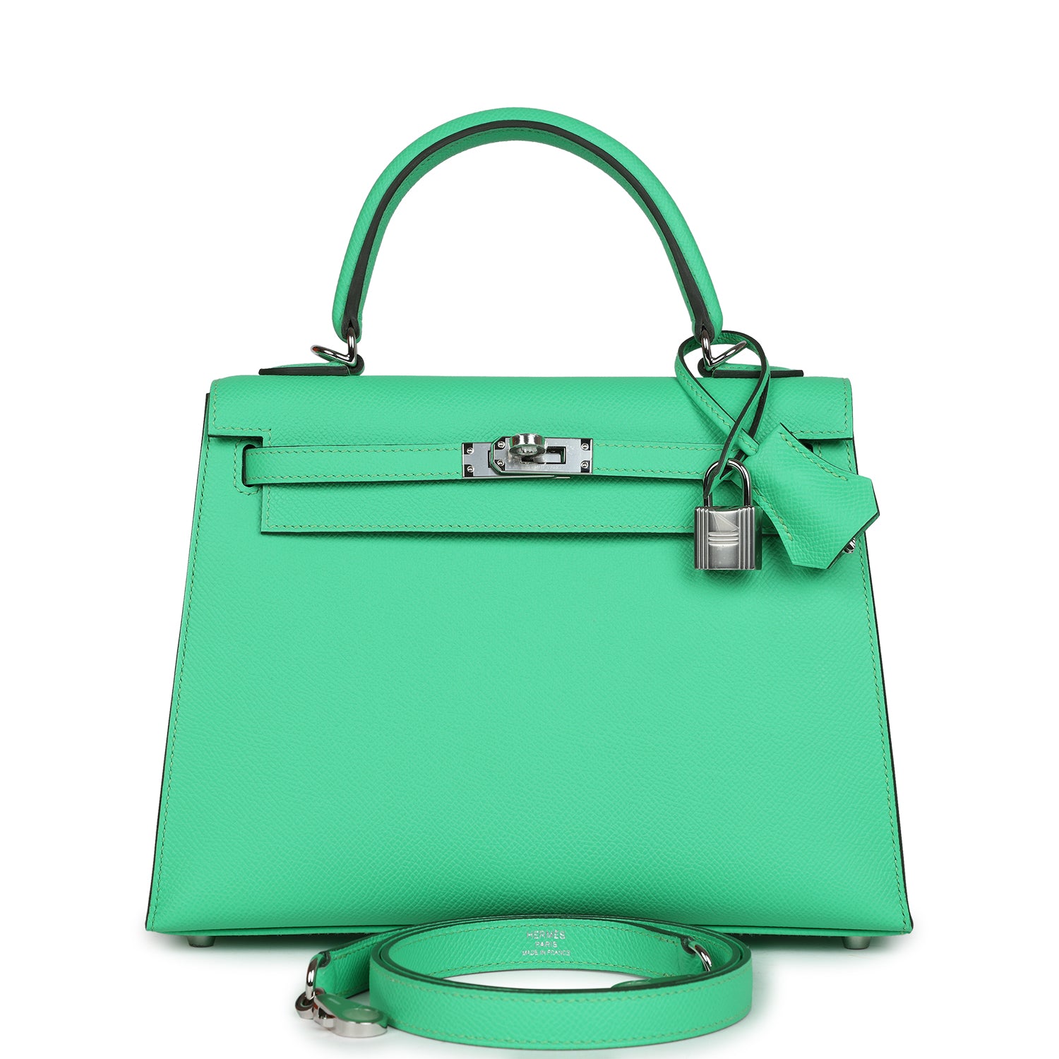 Kelly Sellier 25 Vert Comics Epsom Palladium Hardware Bag