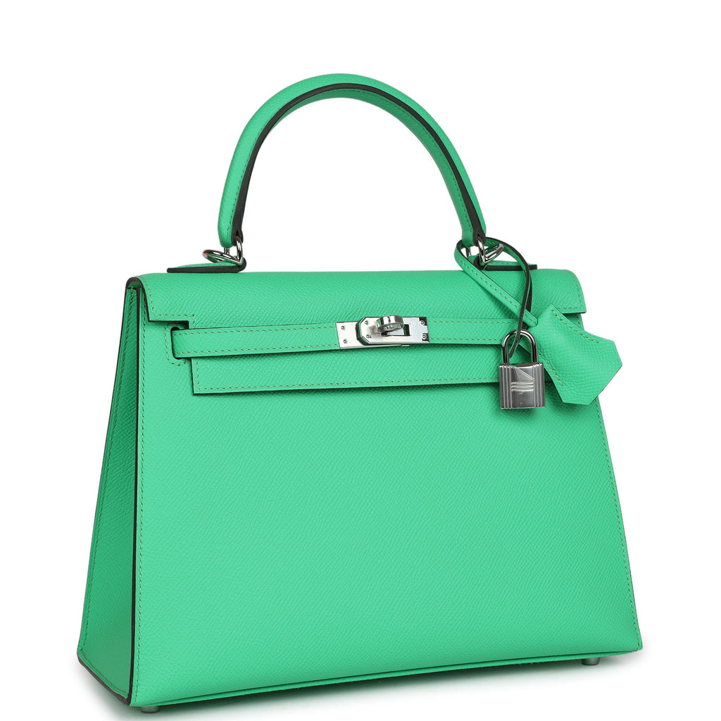 Kelly Sellier 25 Vert Comics Epsom Palladium Hardware Bag