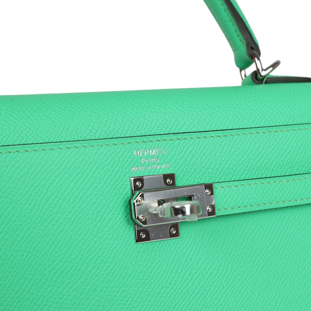 Kelly Sellier 25 Vert Comics Epsom Palladium Hardware Bag