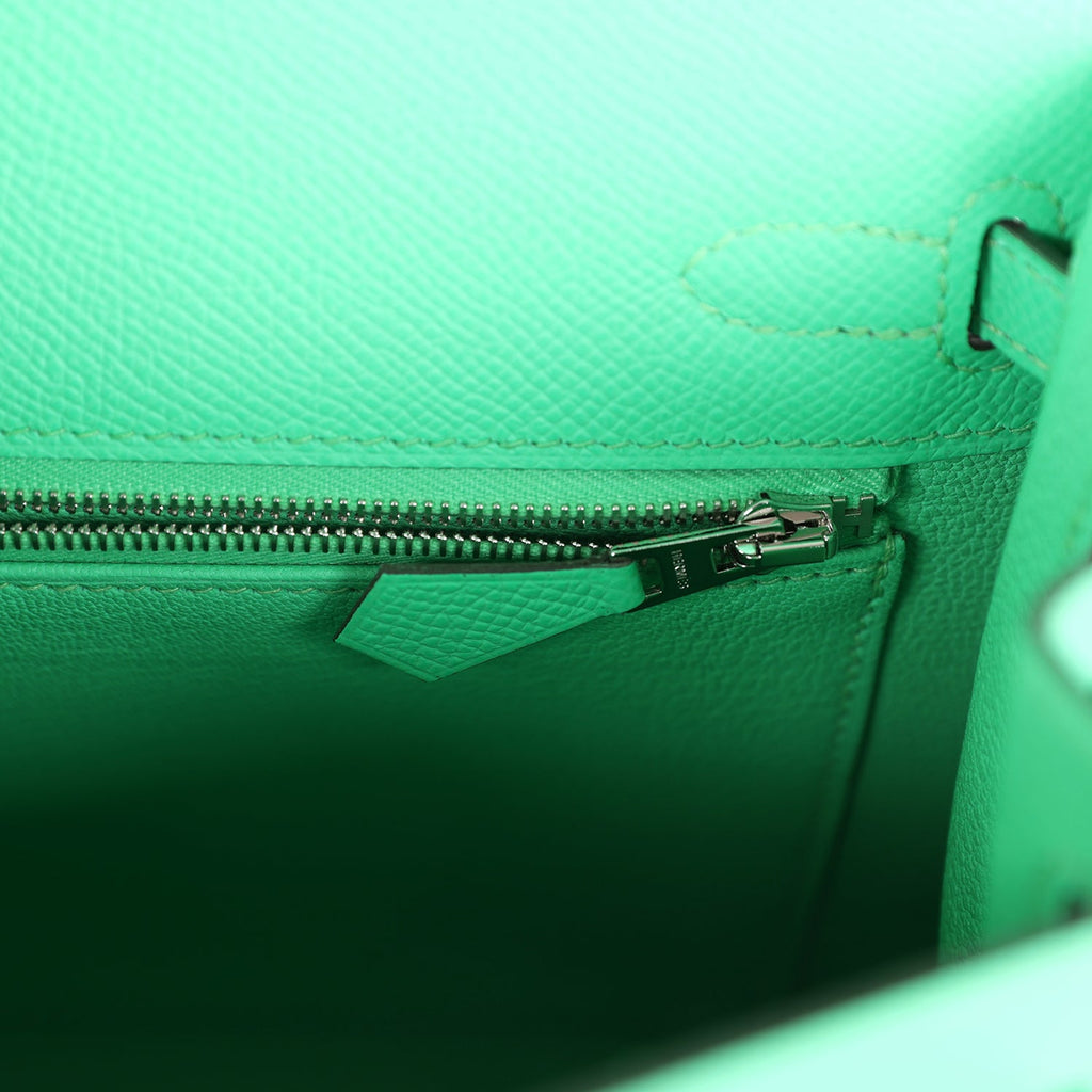 Kelly Sellier 25 Vert Comics Epsom Palladium Hardware Bag