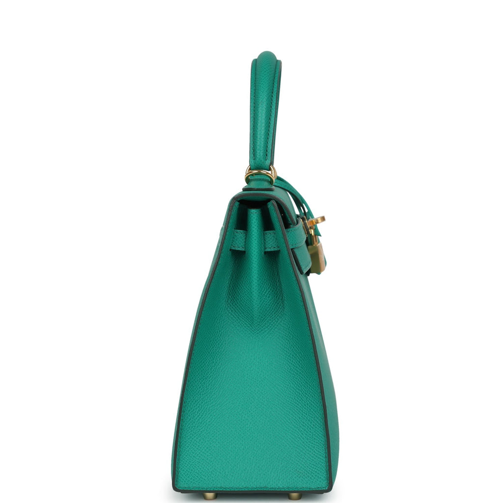 Kelly Sellier 25 Vert Jade Epsom Gold Hardware Bag