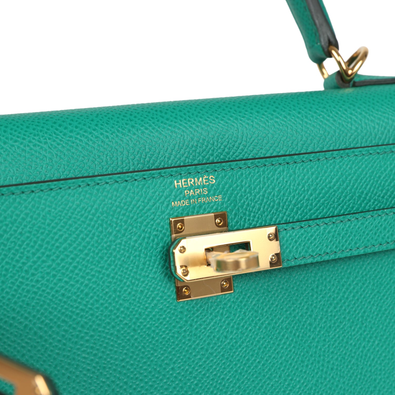 Kelly Sellier 25 Vert Jade Epsom Gold Hardware Bag