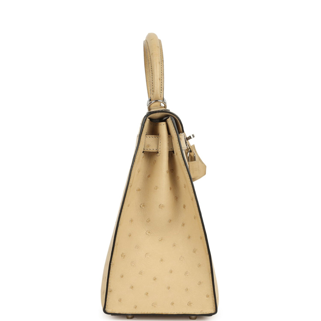 Kelly Sellier 28 Parchemin Ostrich Palladium Hardware