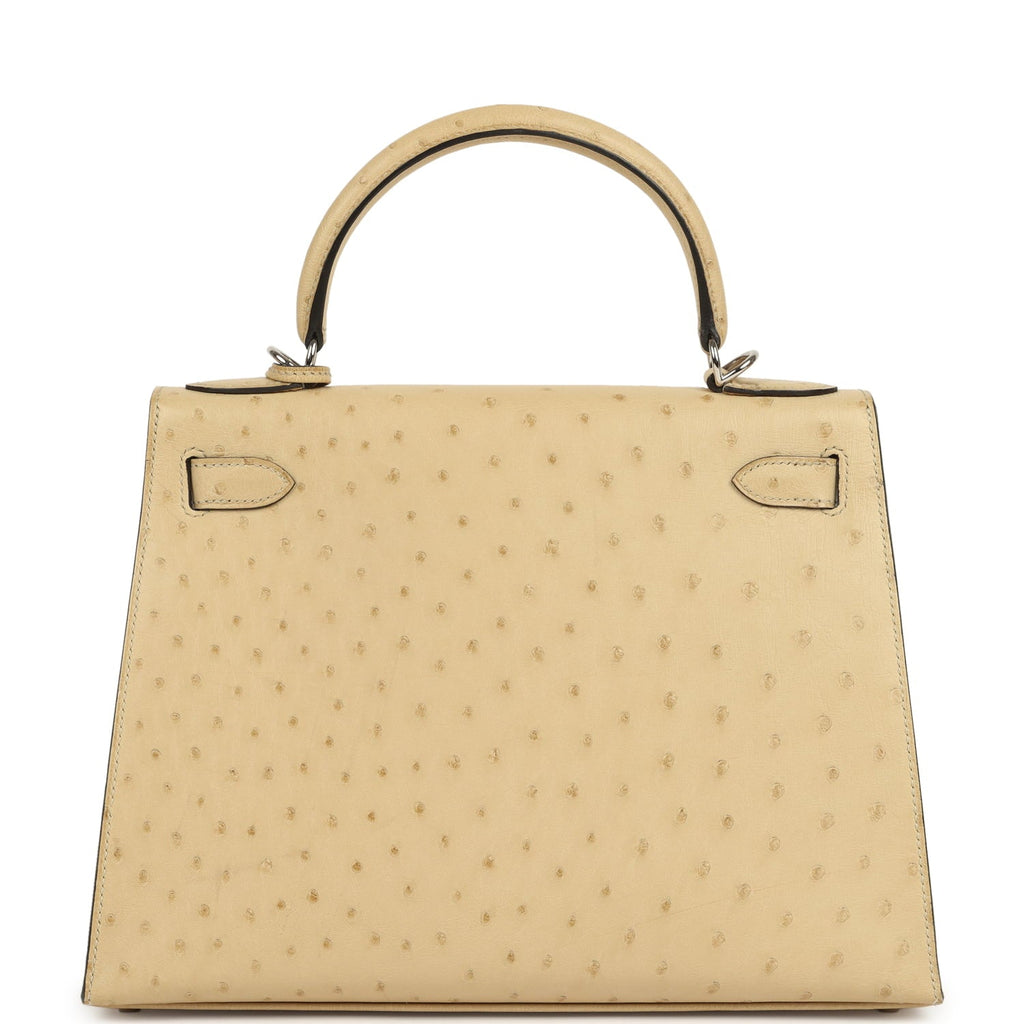 Kelly Sellier 28 Parchemin Ostrich Palladium Hardware