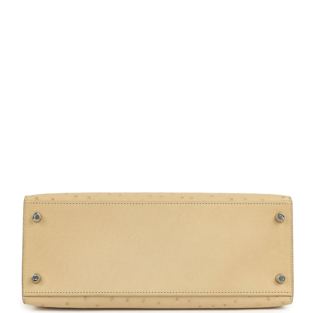Kelly Sellier 28 Parchemin Ostrich Palladium Hardware