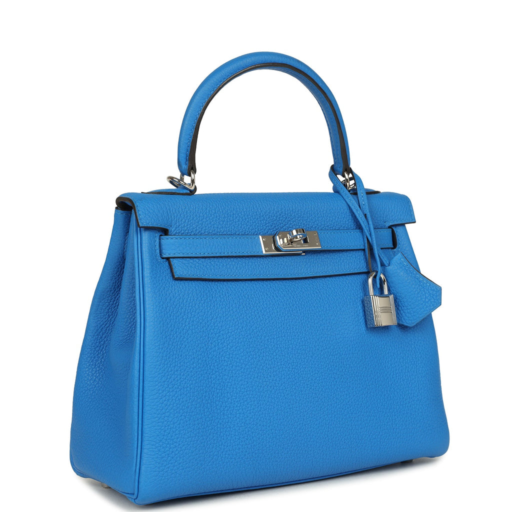 Kelly Retourne 25 Bleu France Togo Palladium Hardware Bag
