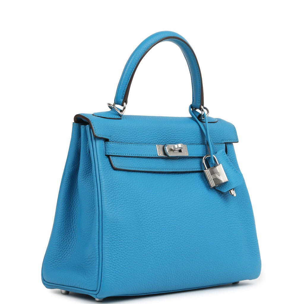 Kelly Retourne 25 Bleu Zanzibar Togo Palladium Hardware Bag