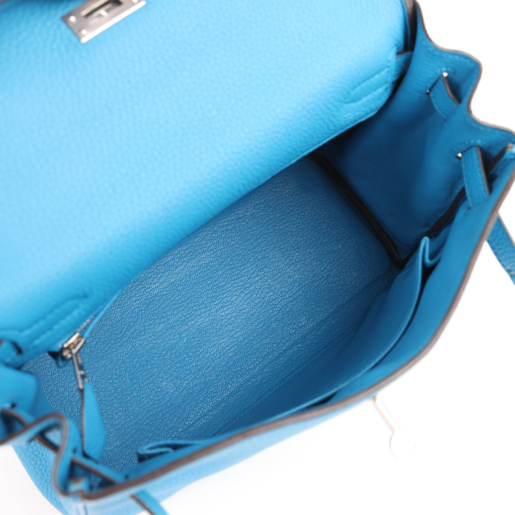 Kelly Retourne 25 Bleu Zanzibar Togo Palladium Hardware Bag