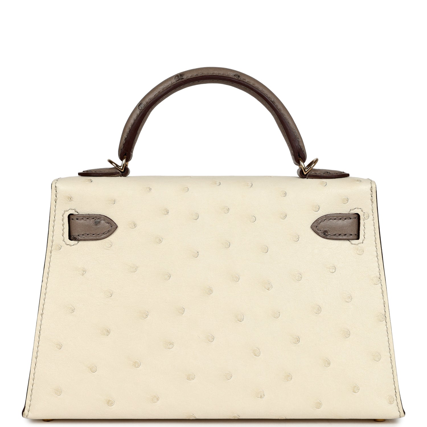 Kelly Sellier 20 Beton and Gris Tourterelle Ostrich Bag