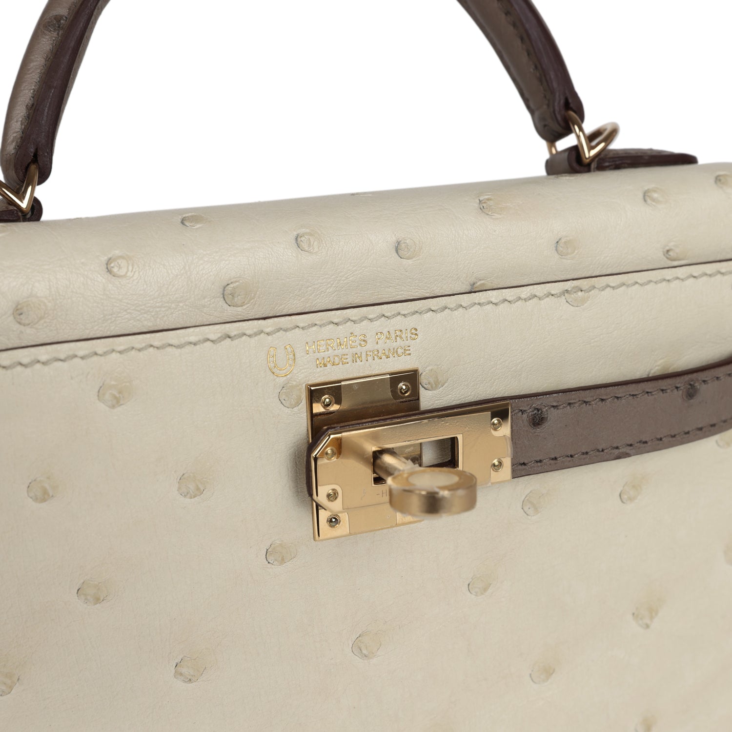 Kelly Sellier 20 Beton and Gris Tourterelle Ostrich Bag
