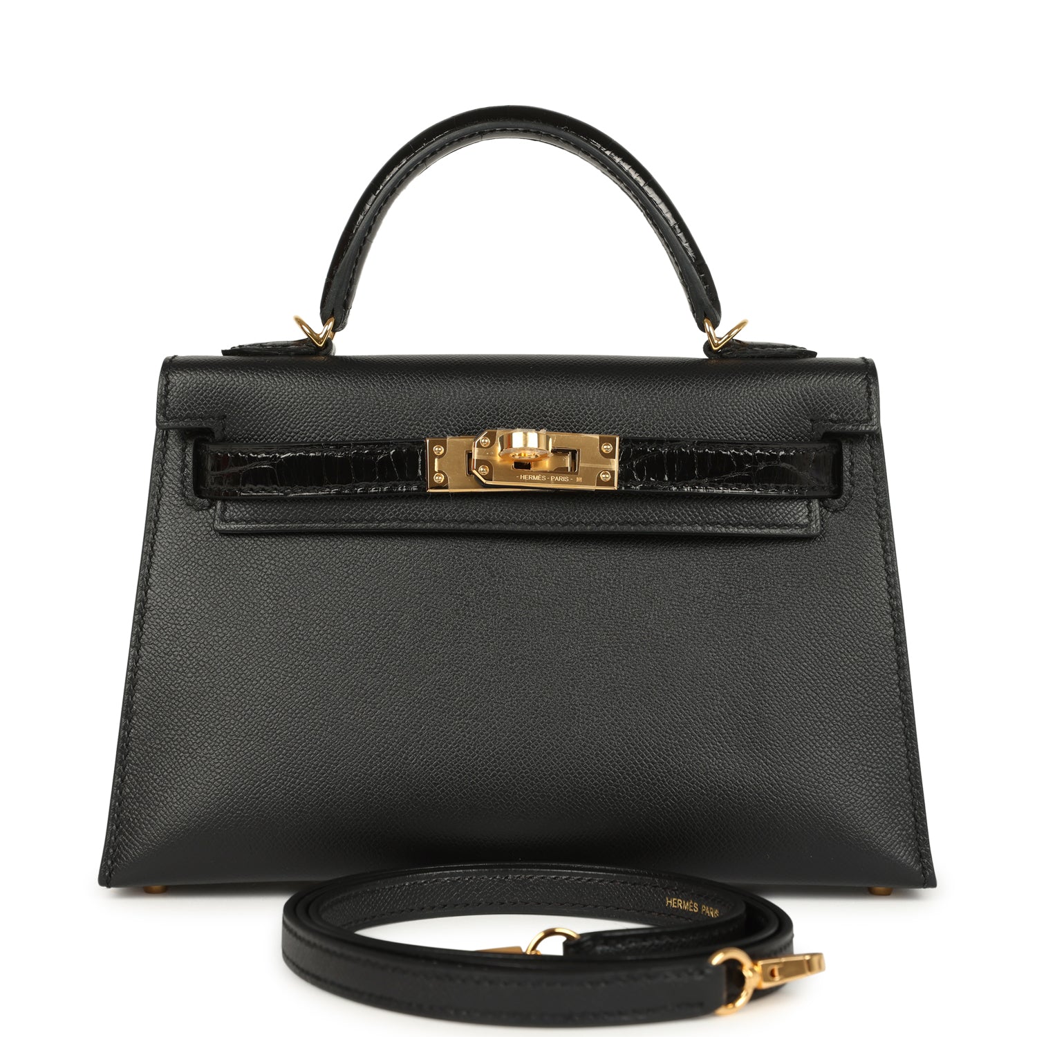 Kelly Sellier 20 Black Madame and Shiny Alligator Touch Bag