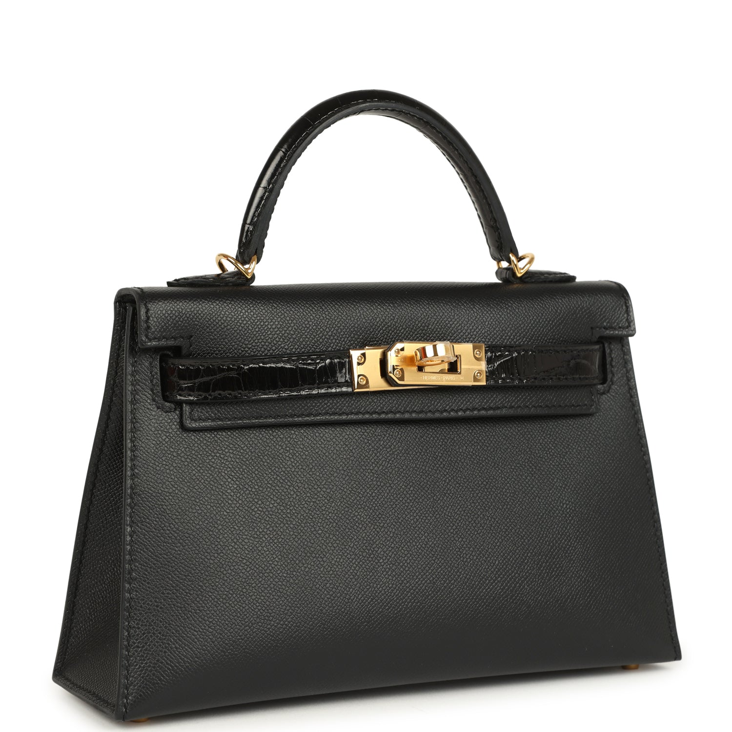 Kelly Sellier 20 Black Madame and Shiny Alligator Touch Bag
