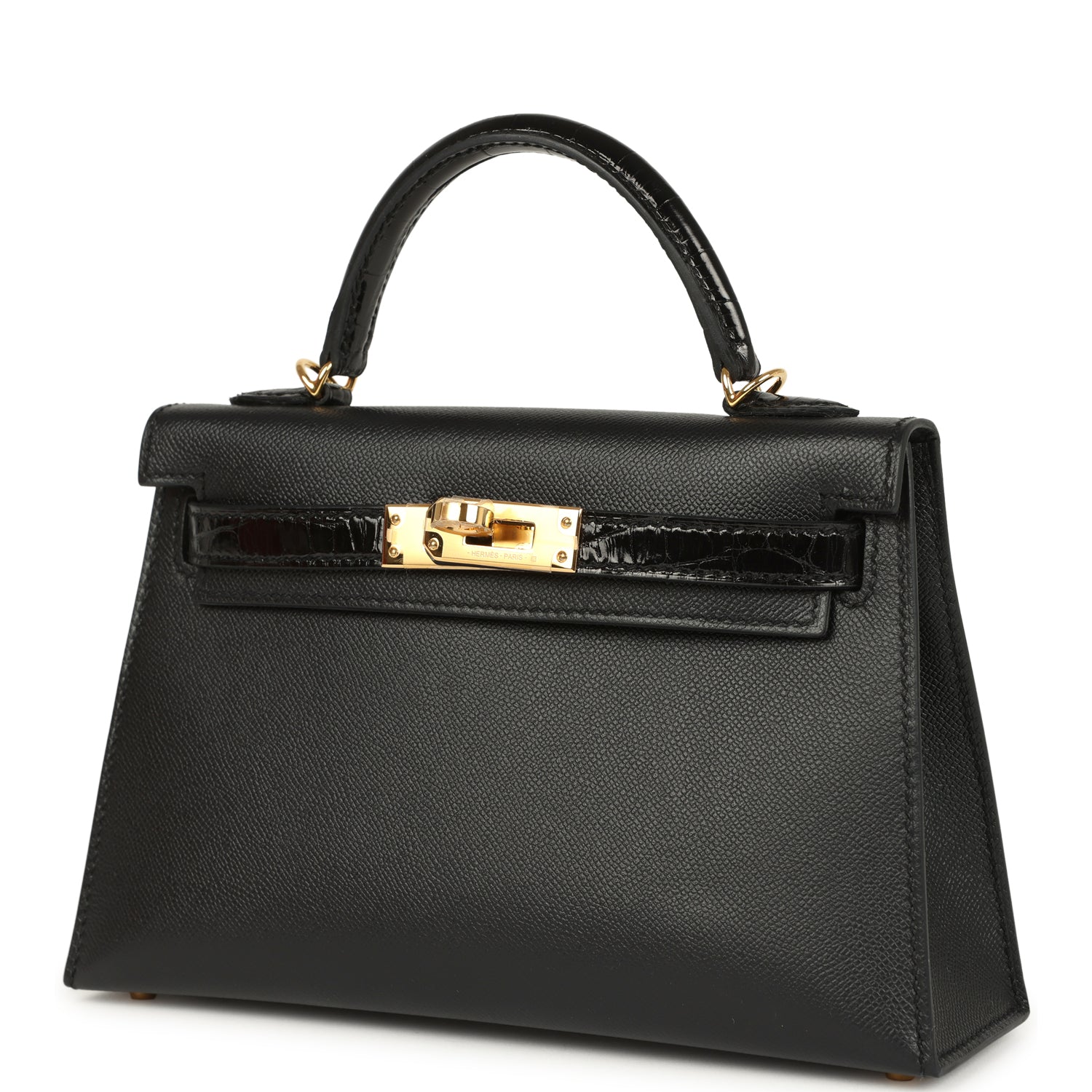 Kelly Sellier 20 Black Madame and Shiny Alligator Touch Bag