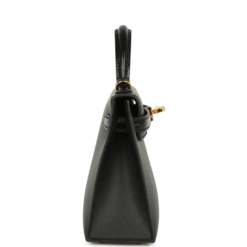 Kelly Sellier 20 Black Madame and Shiny Alligator Touch Bag