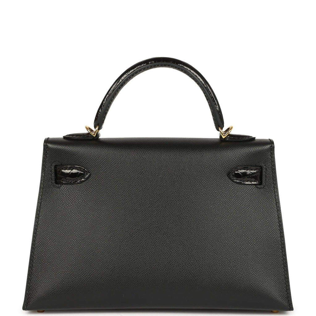 Kelly Sellier 20 Black Madame and Shiny Alligator Touch Bag