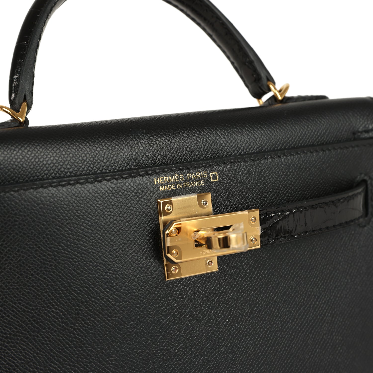Kelly Sellier 20 Black Madame and Shiny Alligator Touch Bag