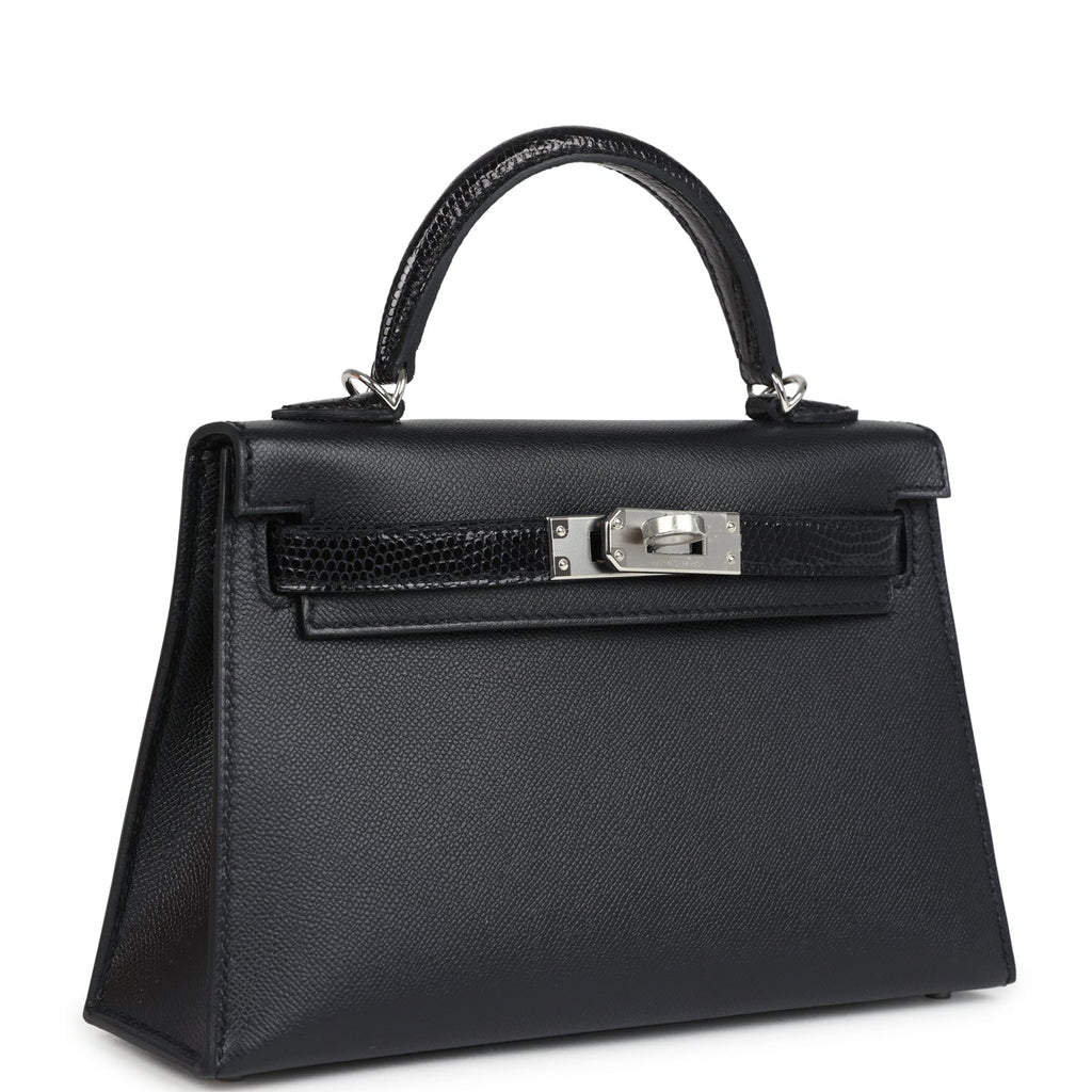 Kelly Sellier 20 Black Madame and Shiny Varanus Lizard Touch Bag