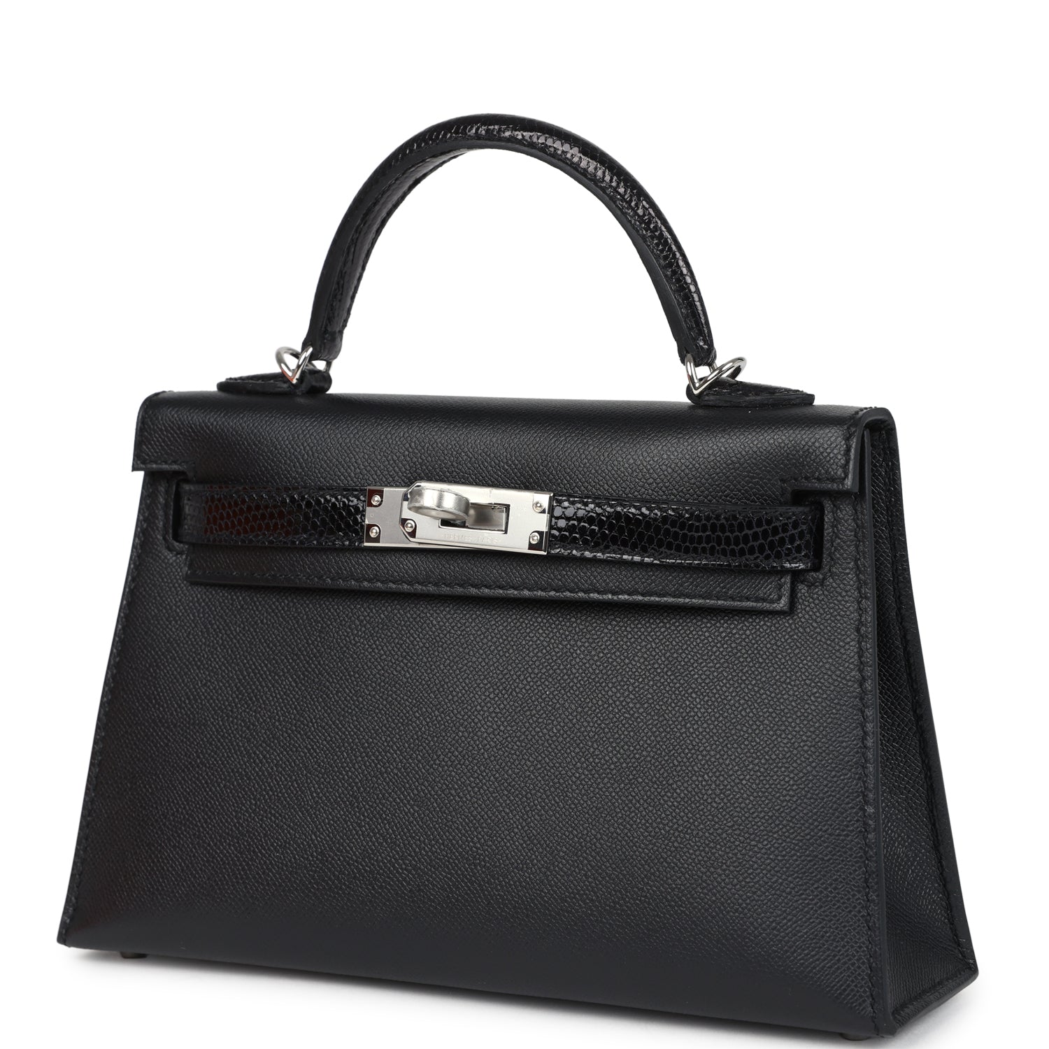 Kelly Sellier 20 Black Madame and Shiny Varanus Lizard Touch Bag