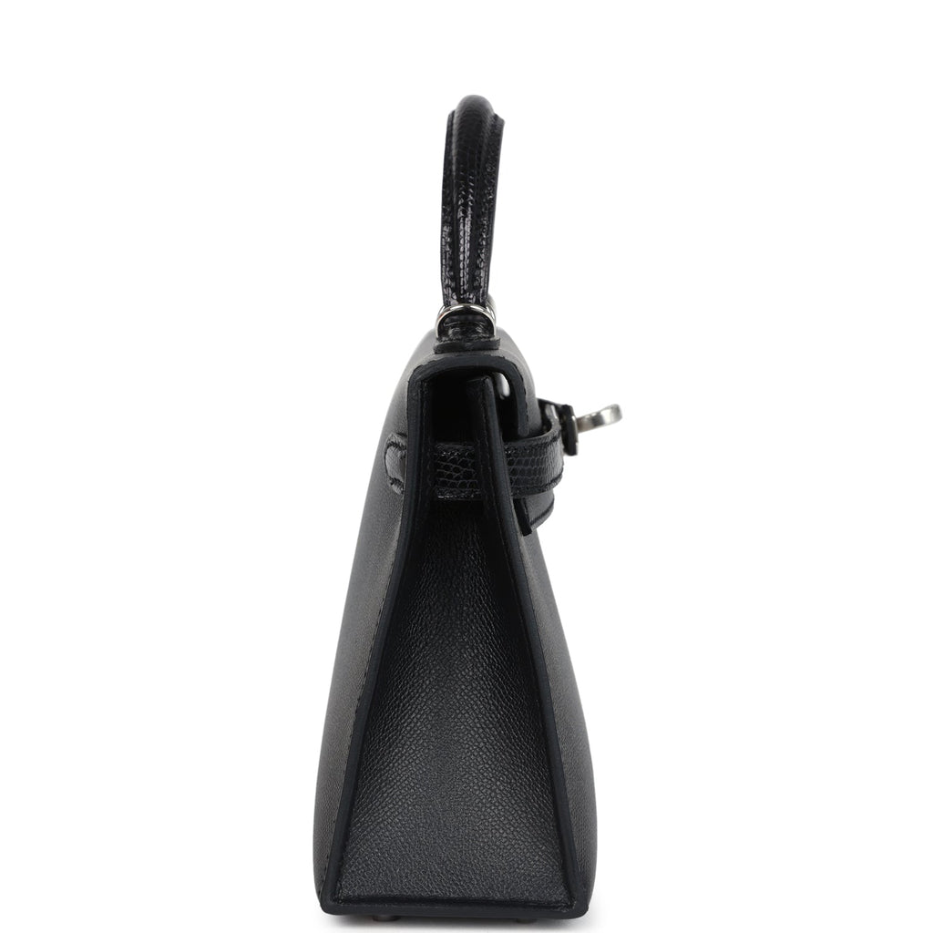 Kelly Sellier 20 Black Madame and Shiny Varanus Lizard Touch Bag