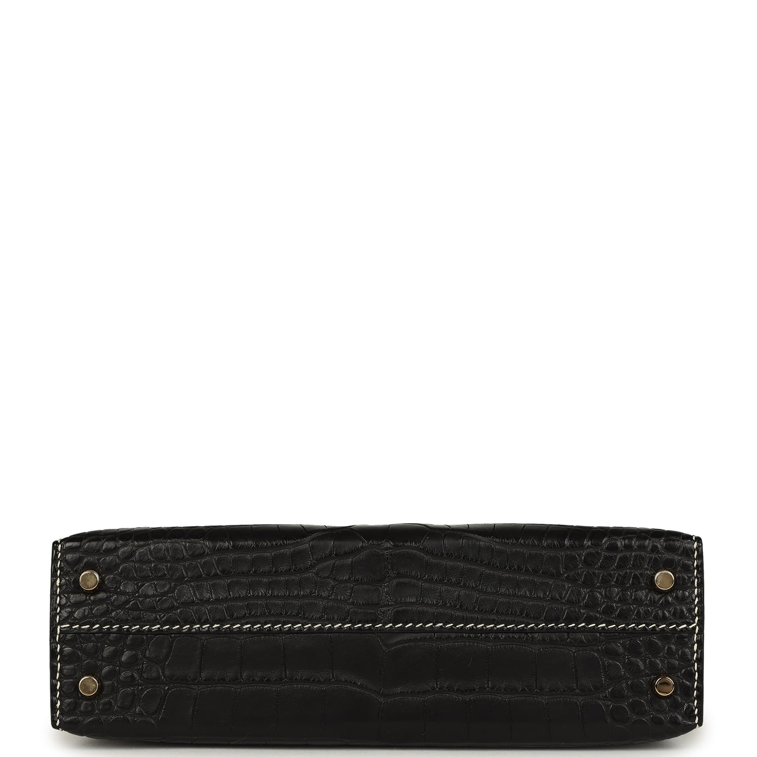 Kelly Sellier 20 Black and Vanille Matte Alligator Bag