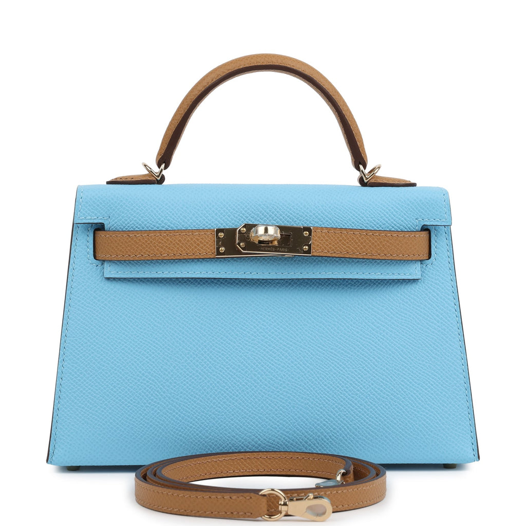 Kelly Sellier 20 Bleu Celeste and Biscuit Epsom Bag