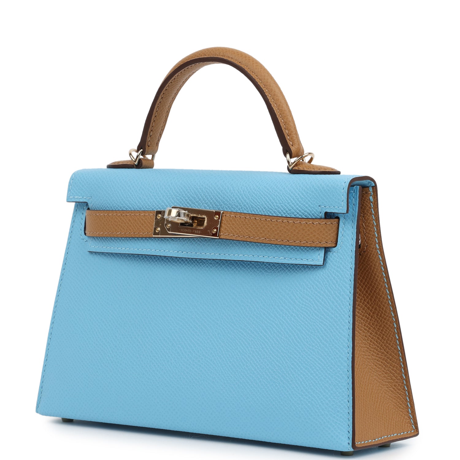 Kelly Sellier 20 Bleu Celeste and Biscuit Epsom Bag