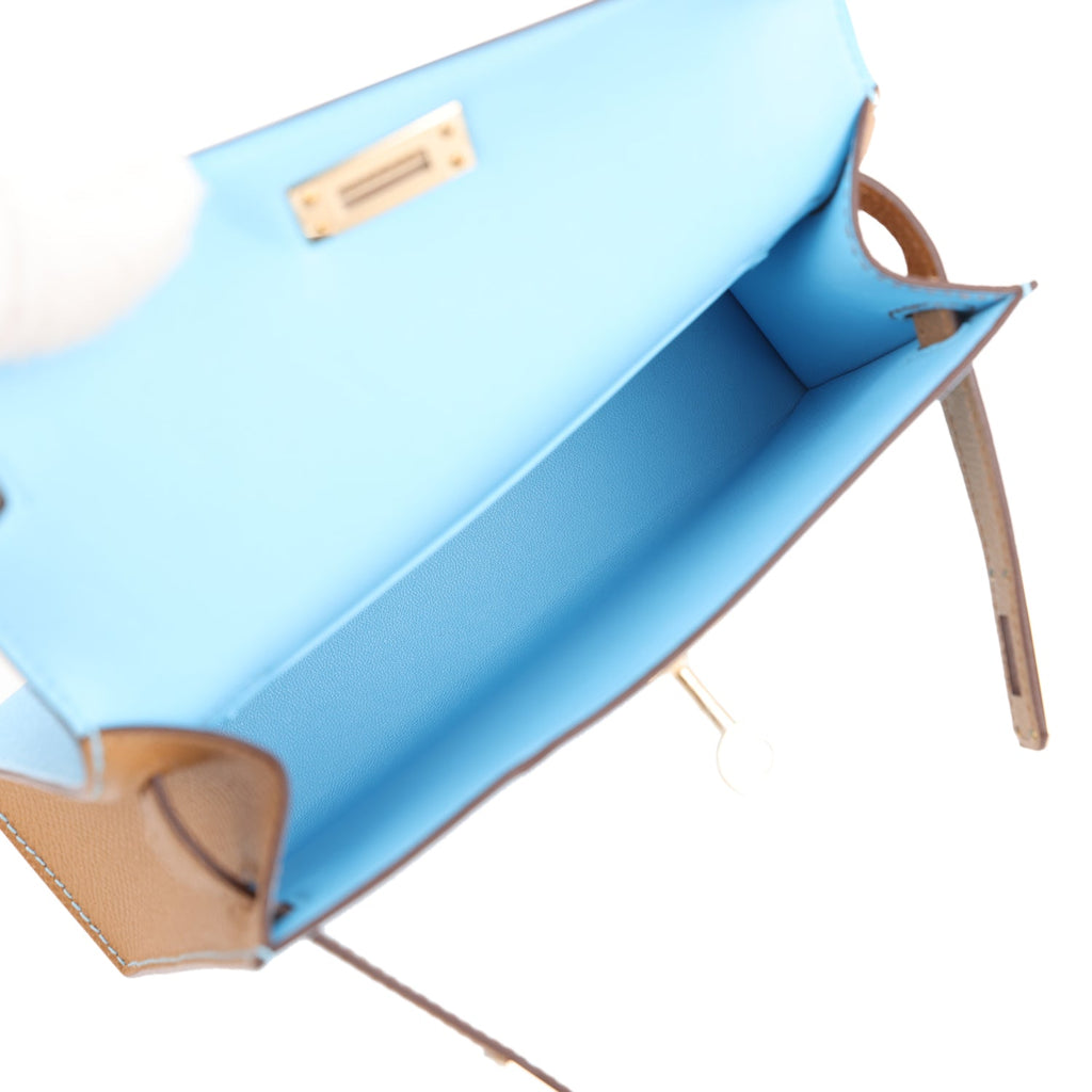 Kelly Sellier 20 Bleu Celeste and Biscuit Epsom Bag