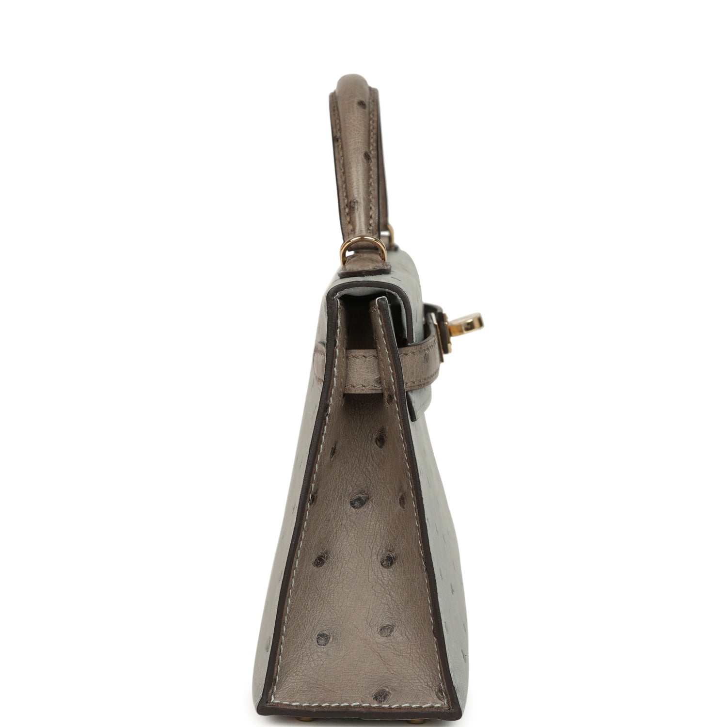 Kelly Sellier 20 Bleu Glacier and Gris Tourterelle Ostrich Bag