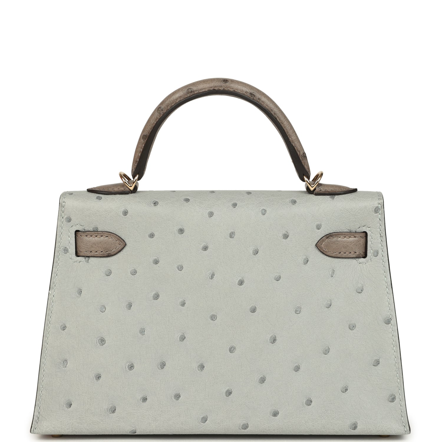Kelly Sellier 20 Bleu Glacier and Gris Tourterelle Ostrich Bag
