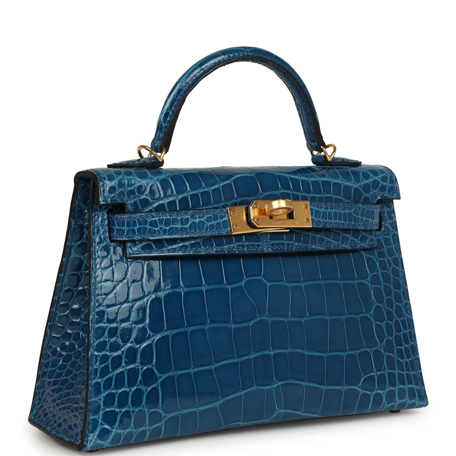 Kelly Sellier 20 Bleu Mykonos Shiny Alligator Bag