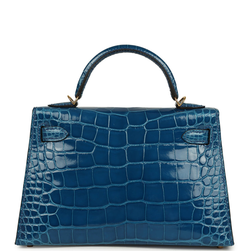 Kelly Sellier 20 Bleu Mykonos Shiny Alligator Bag