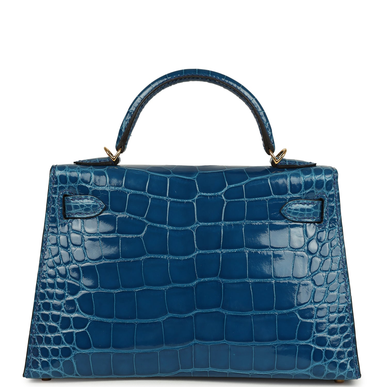 Kelly Sellier 20 Bleu Mykonos Shiny Alligator Bag
