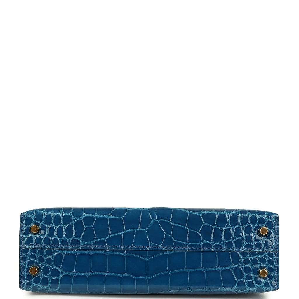 Kelly Sellier 20 Bleu Mykonos Shiny Alligator Bag