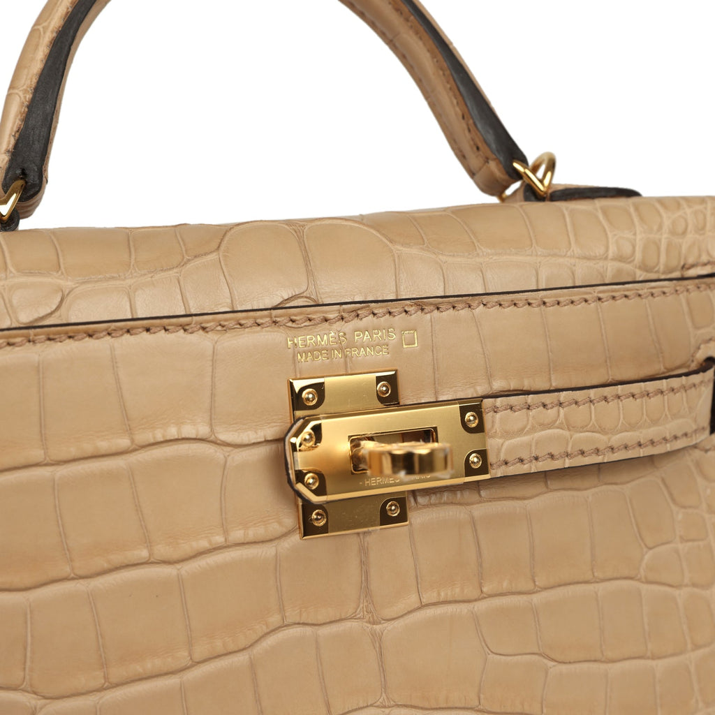 Kelly Sellier 20 Chai Matte Alligator Bag