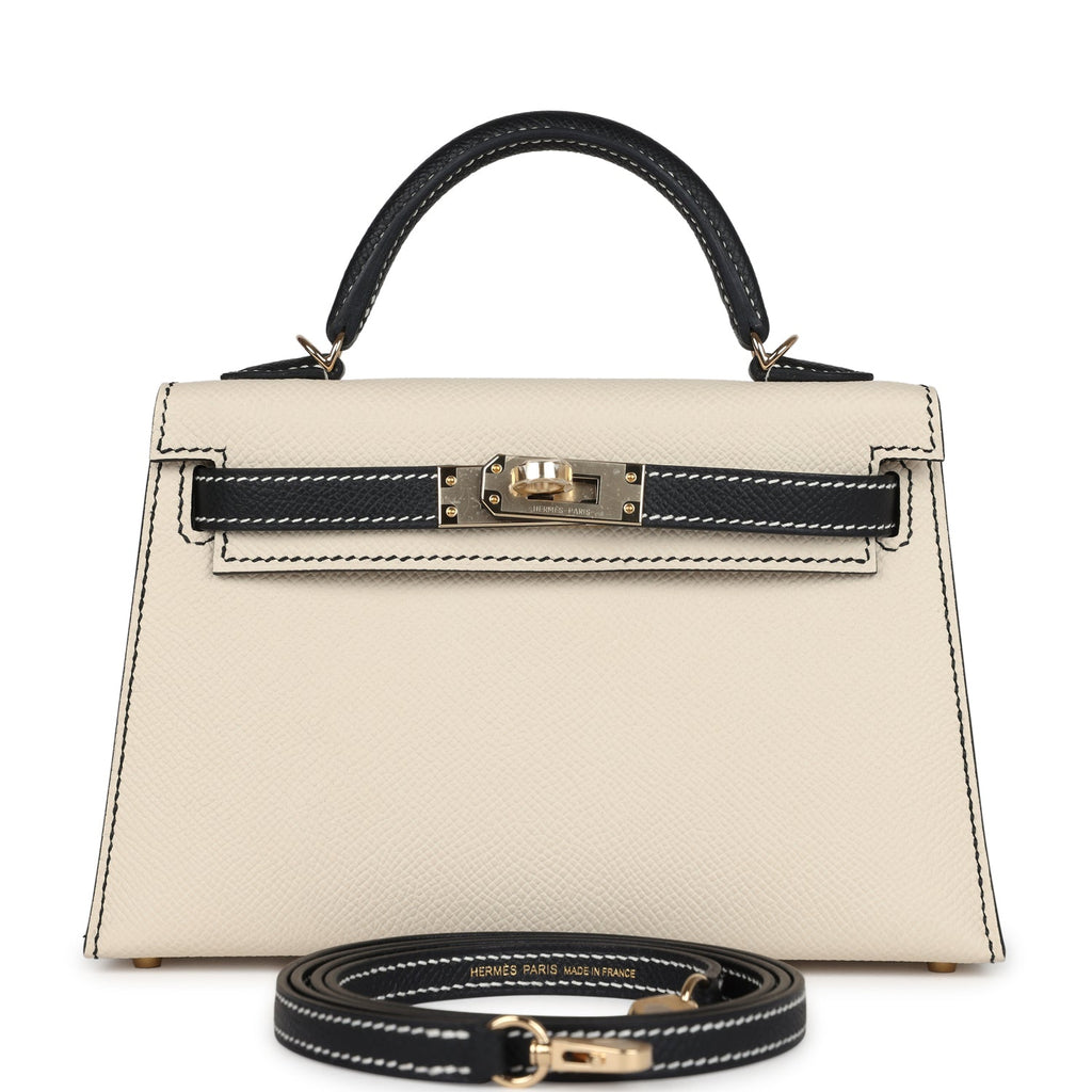 Kelly Sellier 20 Craie and Black Epsom Bag