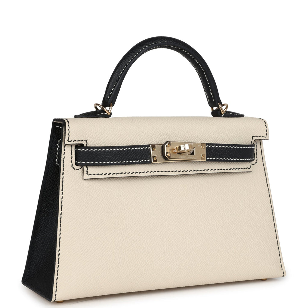 Kelly Sellier 20 Craie and Black Epsom Bag