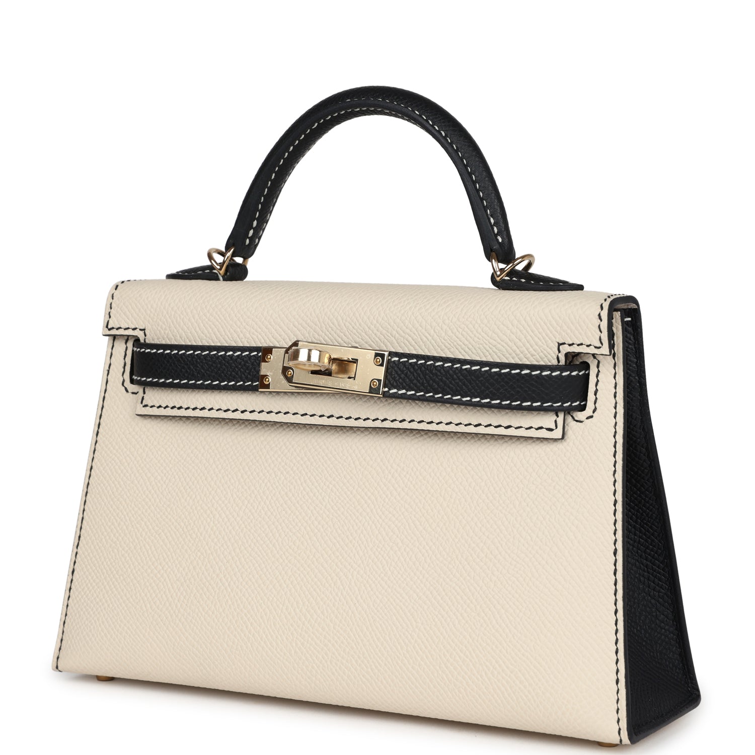 Kelly Sellier 20 Craie and Black Epsom Bag