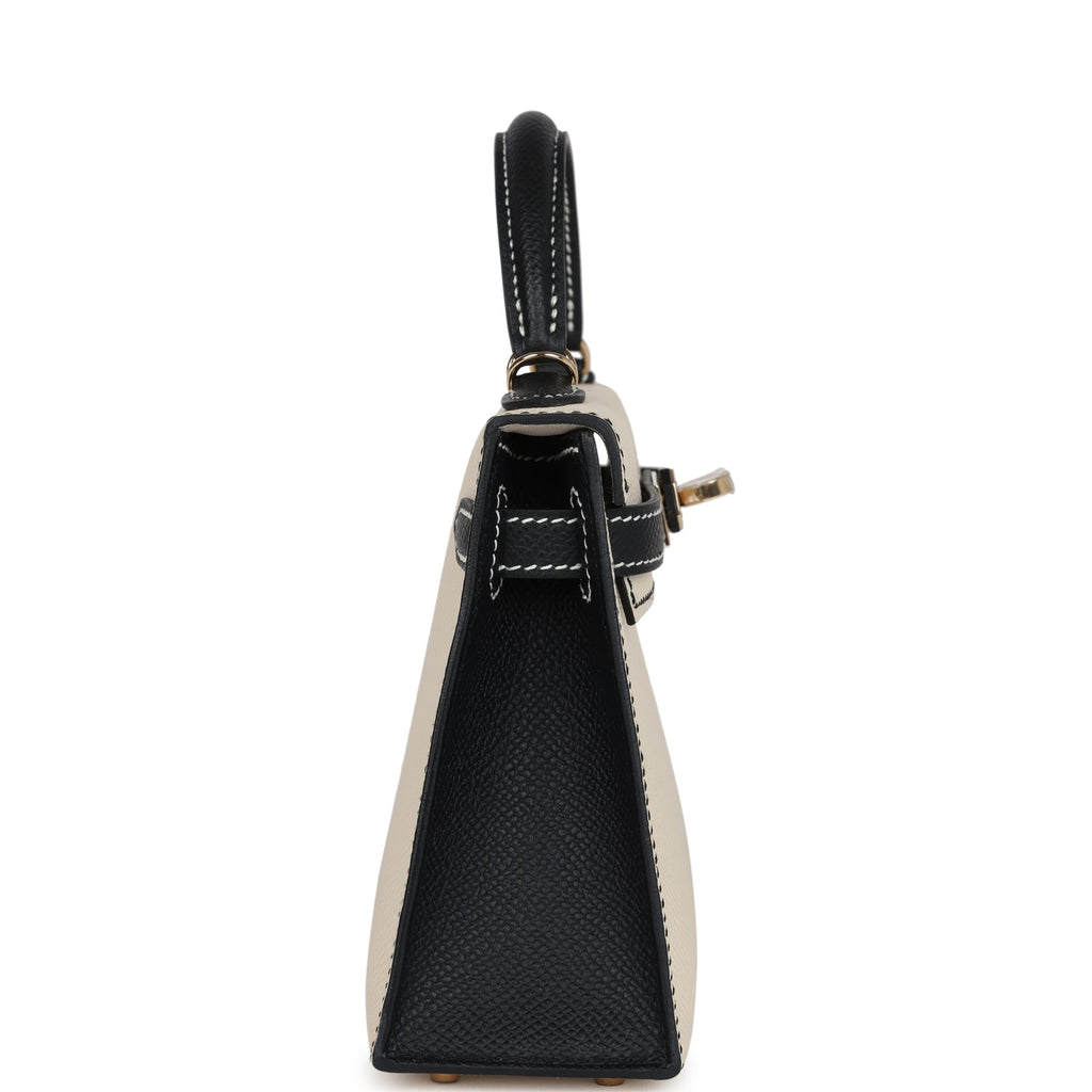 Kelly Sellier 20 Craie and Black Epsom Bag