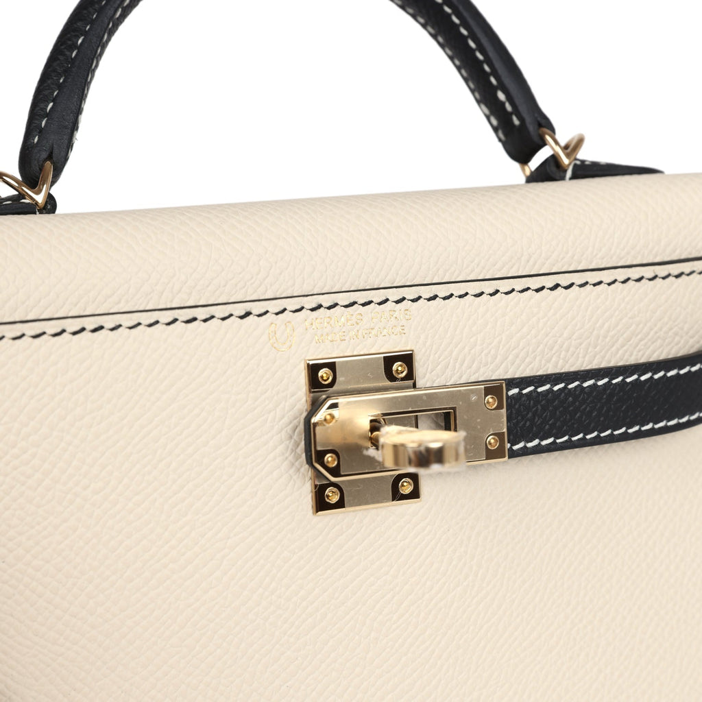 Kelly Sellier 20 Craie and Black Epsom Bag