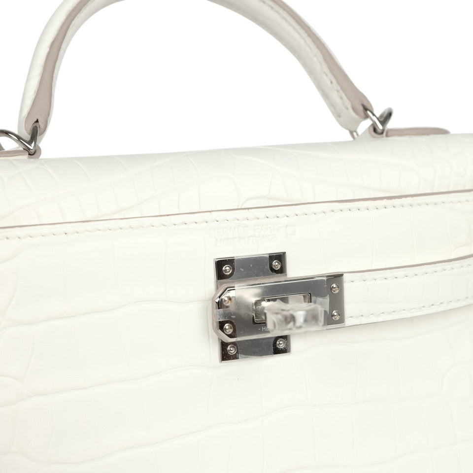 Kelly Sellier 20 Creme Chantilly Matte Alligator Bag