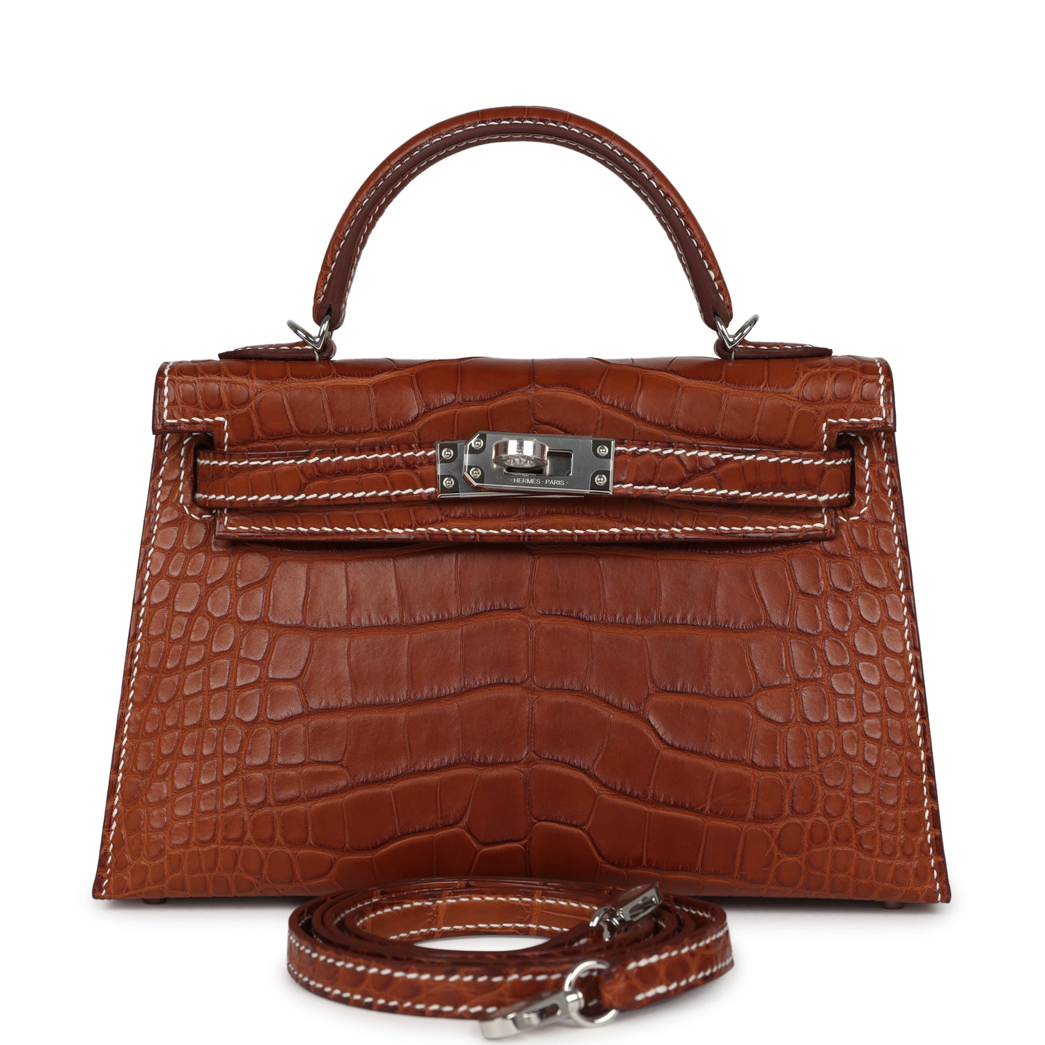 Kelly Sellier 20 Fauve Matte Alligator Barenia Bag