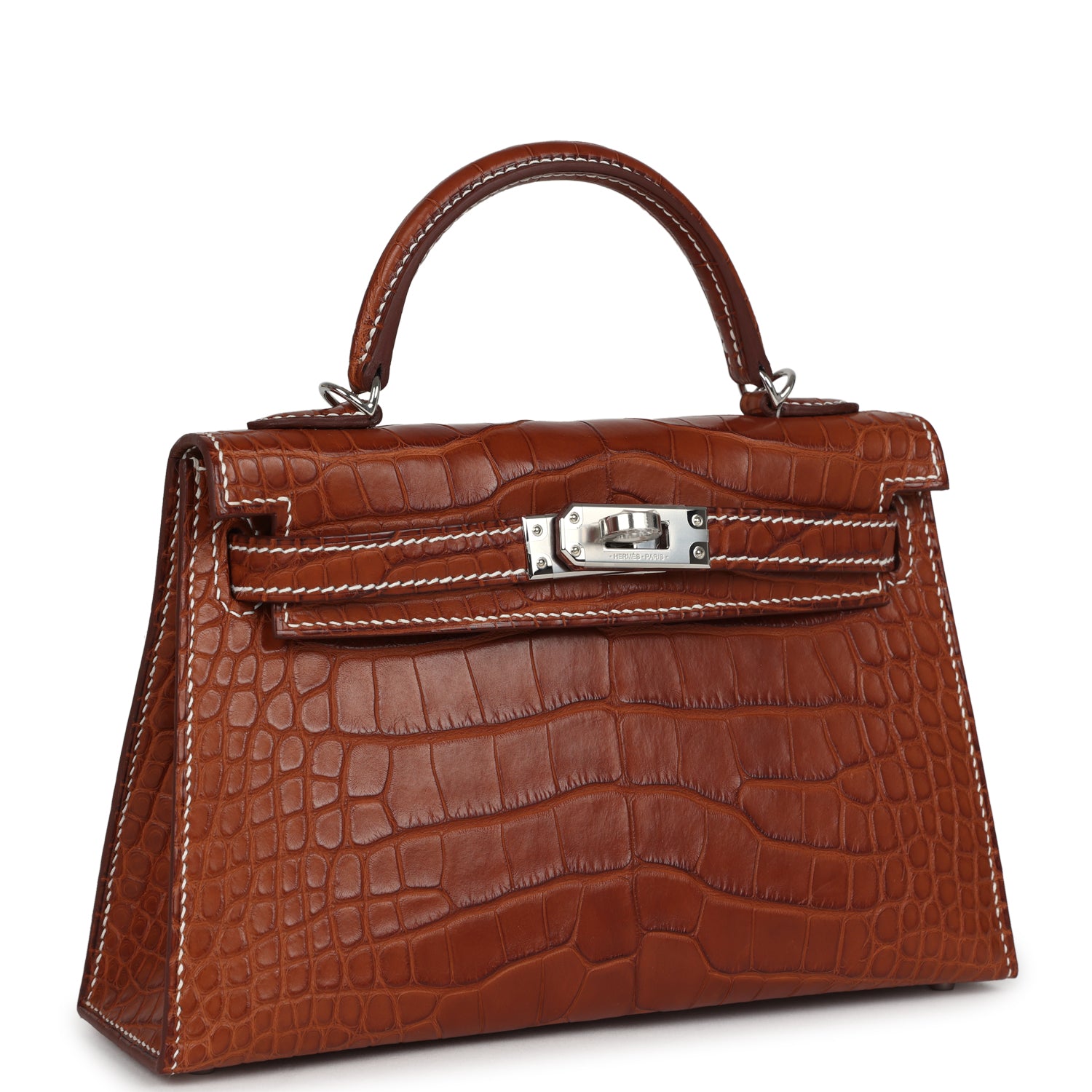 Kelly Sellier 20 Fauve Matte Alligator Barenia Bag
