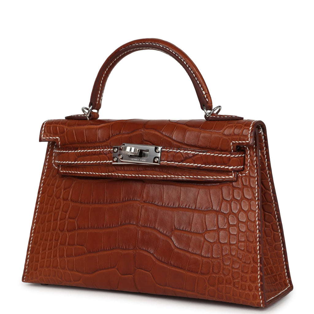 Kelly Sellier 20 Fauve Matte Alligator Barenia Bag