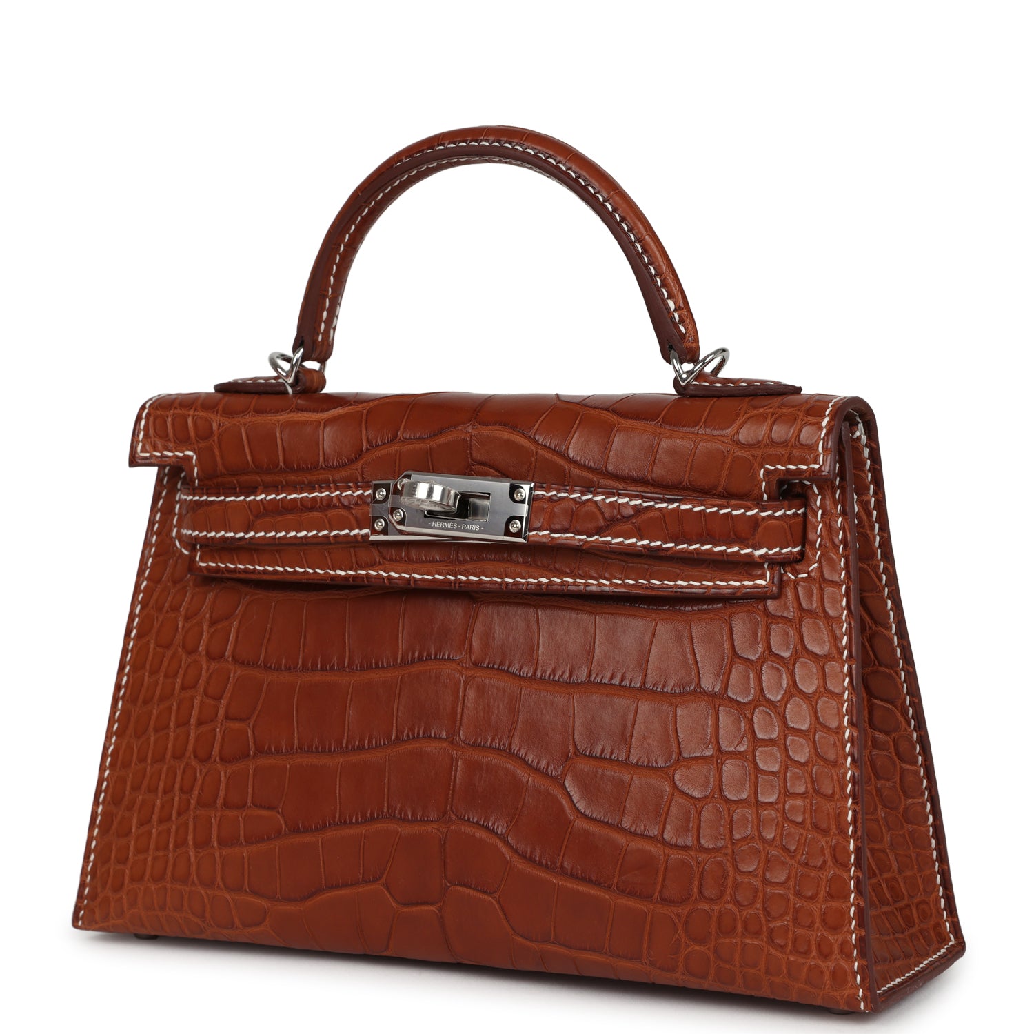 Kelly Sellier 20 Fauve Matte Alligator Barenia Bag