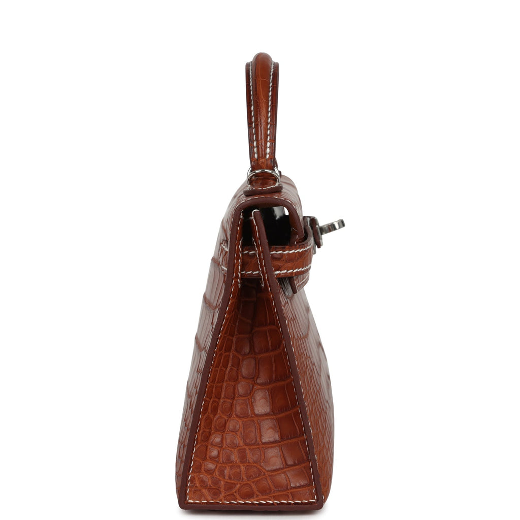 Kelly Sellier 20 Fauve Matte Alligator Barenia Bag
