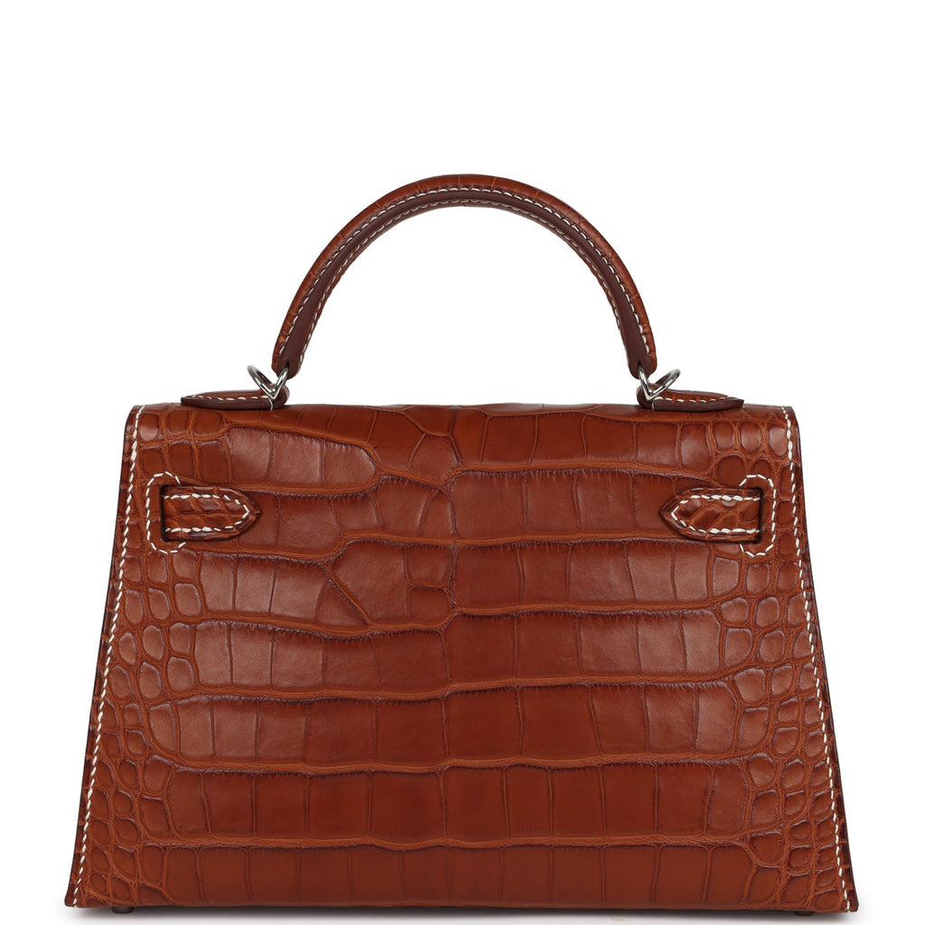 Kelly Sellier 20 Fauve Matte Alligator Barenia Bag