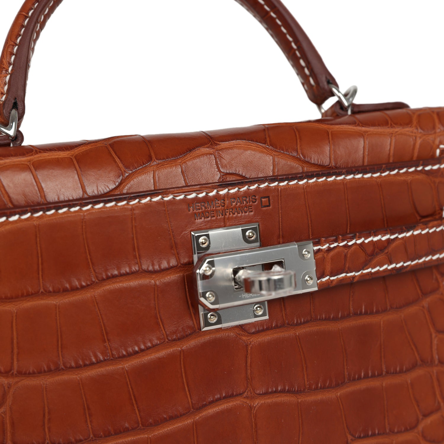 Kelly Sellier 20 Fauve Matte Alligator Barenia Bag